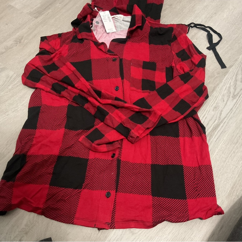 Maurices Red and Black Plaid Pajama Set